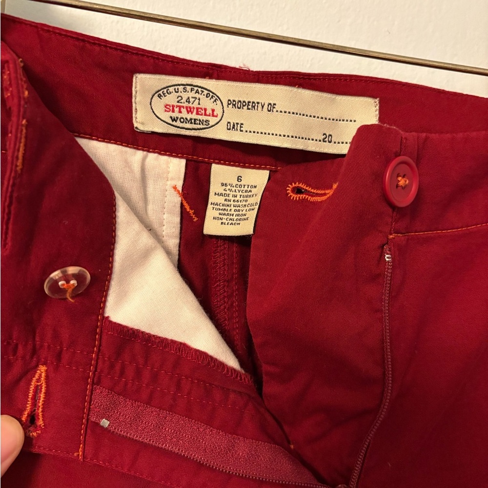 Anthropologie Sitwell Red Lowrise Pants 6 - Picture 4 of 4